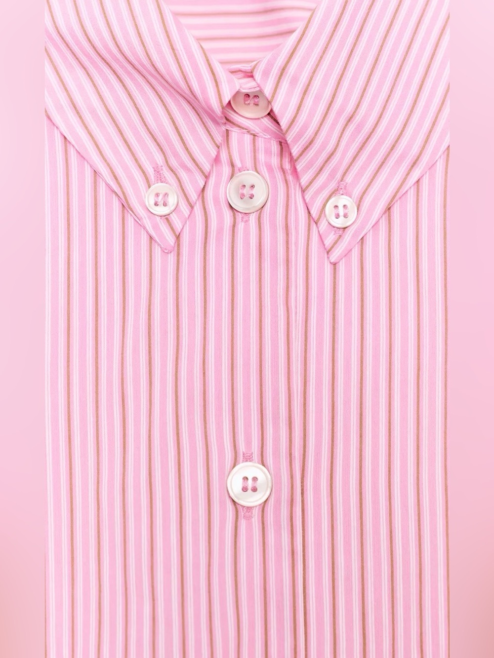 ZARA PINK STRIPED BALLOON POPLIN TOP SHIRT - Picture 8 of 8